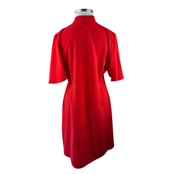 Ming Wang Butterfly Sleeve Crepe de Chine Wrap Dress Poppy Red Women's Size XL - Picture 12 of 16